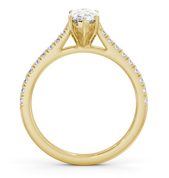 Pear Diamond 5 Prong Engagement Ring 18K Yellow Gold Solitaire ENPE22S_YG_THUMB1 
