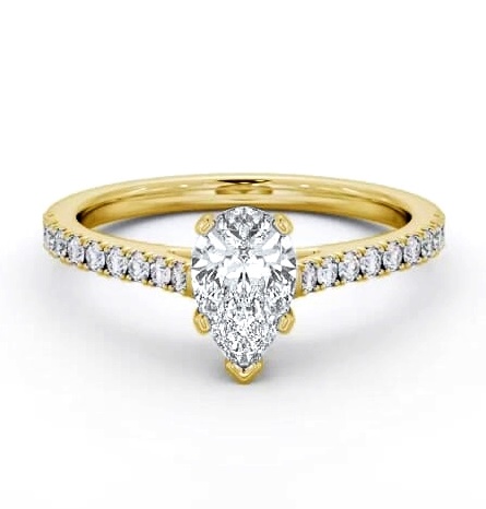 Pear Diamond 5 Prong Engagement Ring 9K Yellow Gold Solitaire ENPE22S_YG_THUMB1
