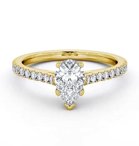 Pear Diamond 5 Prong Engagement Ring 18K Yellow Gold Solitaire ENPE22S_YG_THUMB2 