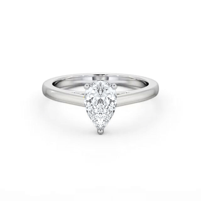 Pear Diamond Engagement Ring 18K White Gold Solitaire - Myrah ENPE23_WG_HAND