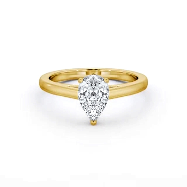 Pear Diamond Engagement Ring 18K Yellow Gold Solitaire - Myrah ENPE23_YG_HAND