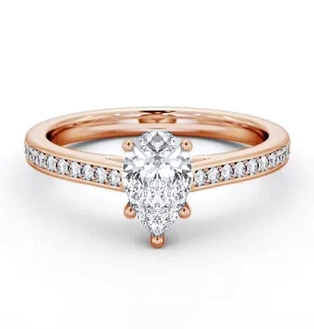 Pear Diamond 5 Prong Engagement Ring 18K Rose Gold Solitaire ENPE23S_RG_THUMB2 