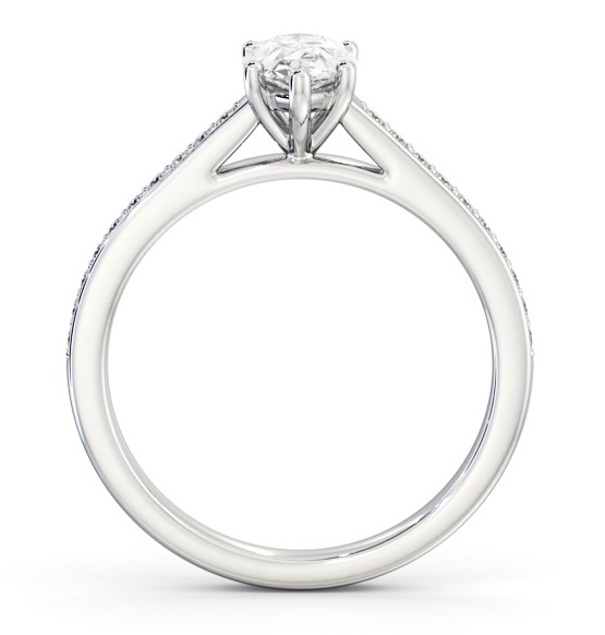 Pear Diamond 5 Prong Engagement Ring 18K White Gold Solitaire with Channel Set Side Stones ENPE23S_WG_THUMB1 