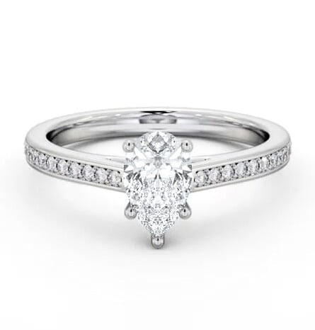 Pear Diamond 5 Prong Engagement Ring Palladium Solitaire with Channel ENPE23S_WG_THUMB2 