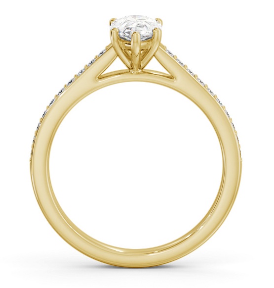 Pear Diamond 5 Prong Engagement Ring 18K Yellow Gold Solitaire ENPE23S_YG_THUMB1 