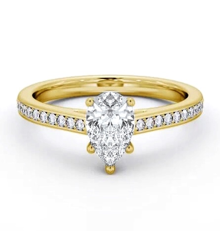 Pear Diamond 5 Prong Engagement Ring 18K Yellow Gold Solitaire ENPE23S_YG_THUMB2 
