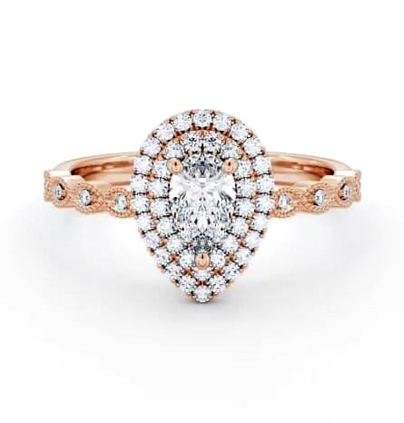 Double Halo Pear Diamond Engagement Ring 18K Rose Gold ENPE24_RG_THUMB2 