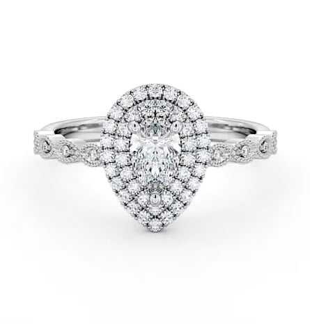 Double Halo Pear Diamond Engagement Ring Palladium ENPE24_WG_THUMB2 