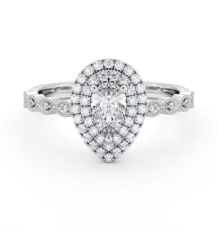 Double Halo Pear Diamond Engagement Ring Palladium ENPE24_WG_THUMB1