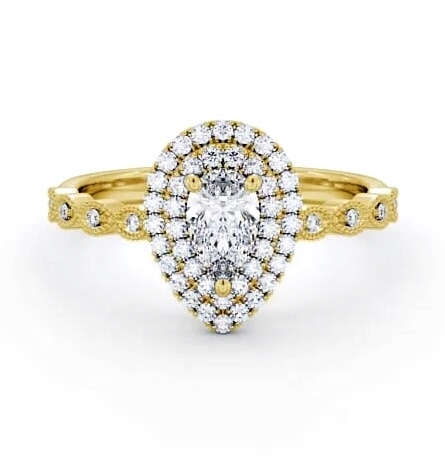 Double Halo Pear Diamond Engagement Ring 18K Yellow Gold ENPE24_YG_THUMB2 