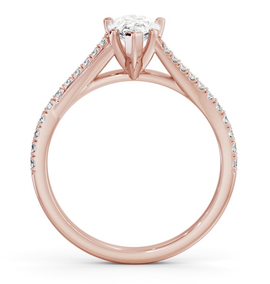 Pear Ring 9K Rose Gold Solitaire with Offset Side Stones ENPE24S_RG_THUMB1 