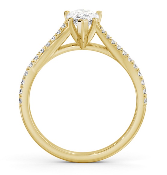 Pear Ring 9K Yellow Gold Solitaire with Offset Side Stones ENPE24S_YG_THUMB1 