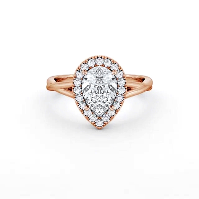 Halo Pear Diamond Engagement Ring 18K Rose Gold - Janelle ENPE25_RG_HAND