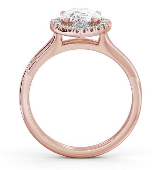 Halo Pear Diamond Crossover Band Engagement Ring 18K Rose Gold ENPE25_RG_THUMB1 