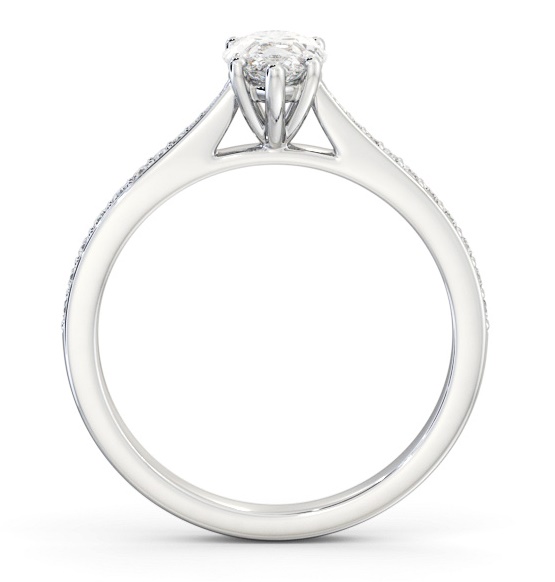 Pear Diamond Tapered Band Engagement Ring 18K White Gold Solitaire with Channel Set Side Stones ENPE25S_WG_THUMB1 