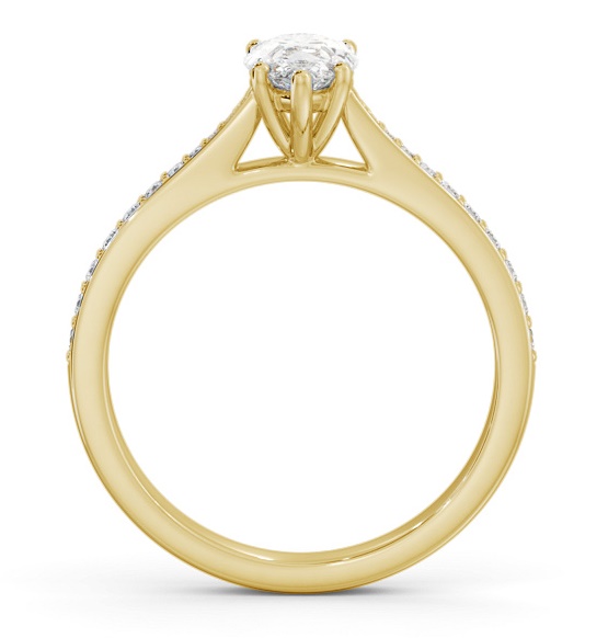 Pear Diamond Tapered Band Engagement Ring 18K Yellow Gold Solitaire ENPE25S_YG_THUMB1 