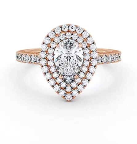 Halo Pear Diamond Engagement Ring 9K Rose Gold ENPE26_RG_THUMB1