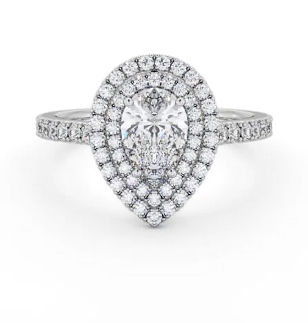 Halo Pear Diamond Engagement Ring Platinum ENPE26_WG_THUMB1