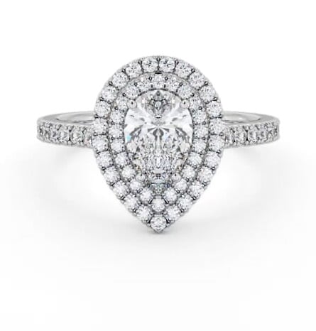 Double Halo Pear Diamond Engagement Ring 9K White Gold ENPE26_WG_THUMB2 