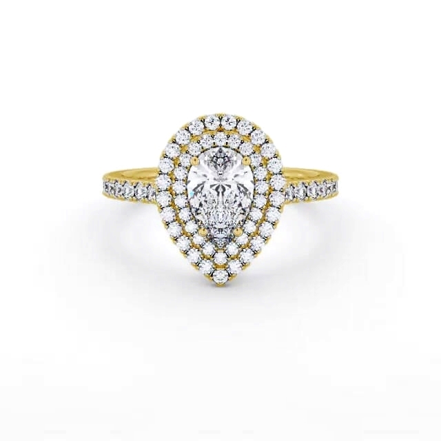 Halo Pear Diamond Engagement Ring 18K Yellow Gold - Aniya ENPE26_YG_HAND