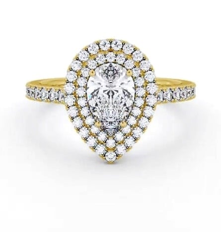 Halo Pear Diamond Engagement Ring 18K Yellow Gold ENPE26_YG_THUMB1