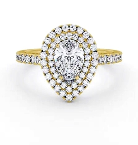 Halo Pear Diamond Engagement Ring 9K Yellow Gold ENPE26_YG_THUMB2 
