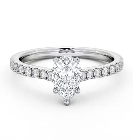 Pear Diamond 5 Prong Engagement Ring Palladium Solitaire with Channel ENPE26S_WG_THUMB2 
