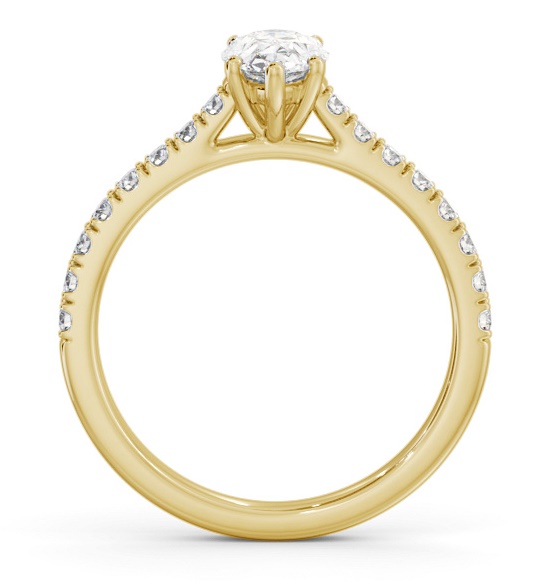 Pear Diamond 5 Prong Engagement Ring 18K Yellow Gold Solitaire ENPE26S_YG_THUMB1 