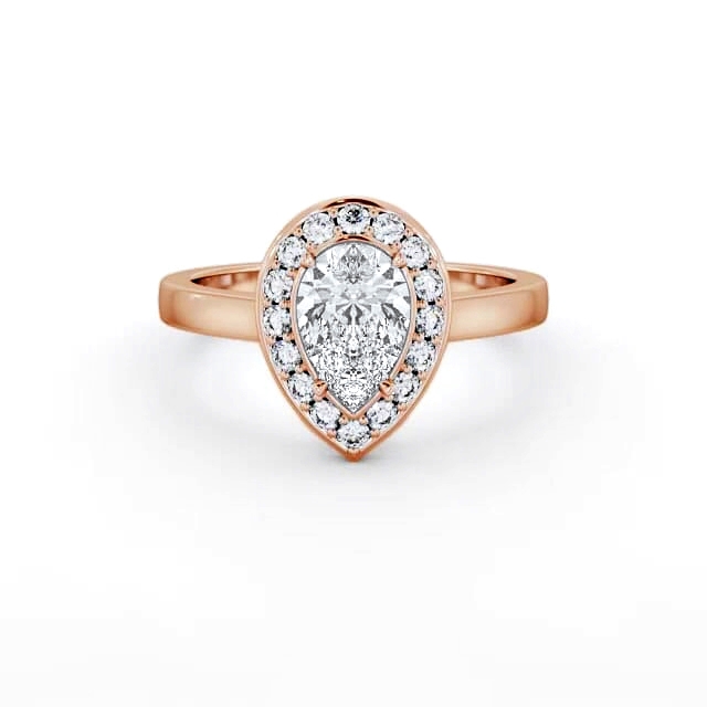 Halo Pear Diamond Engagement Ring 18K Rose Gold - Sabella ENPE27_RG_HAND
