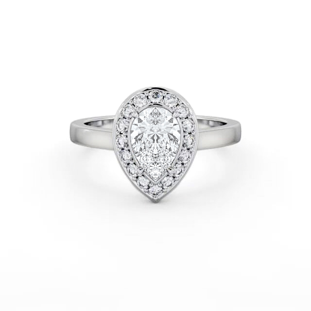 Halo Pear Diamond Engagement Ring 18K White Gold - Sabella ENPE27_WG_HAND