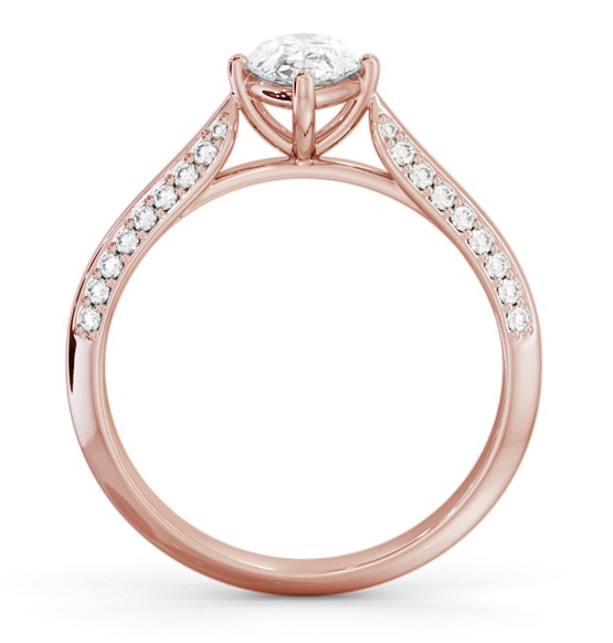 Pear Diamond Knife Edge Band Engagement Ring 18K Rose Gold Solitaire ENPE27S_RG_THUMB1 