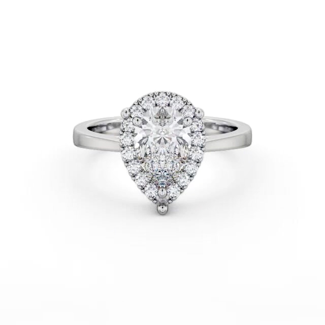 Halo Pear Diamond Engagement Ring Palladium - Ciara ENPE28_WG_HAND