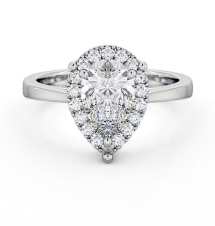 Halo Pear Diamond Cluster Engagement Ring 18K White Gold ENPE28_WG_THUMB2 
