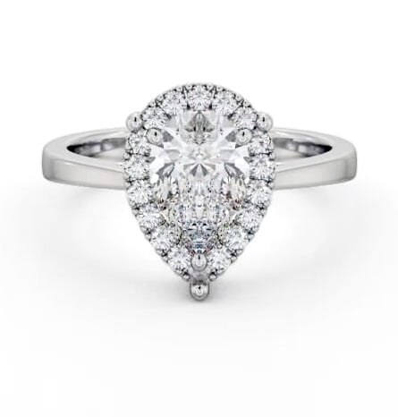 Halo Pear Diamond Cluster Engagement Ring 18K White Gold ENPE28_WG_THUMB1