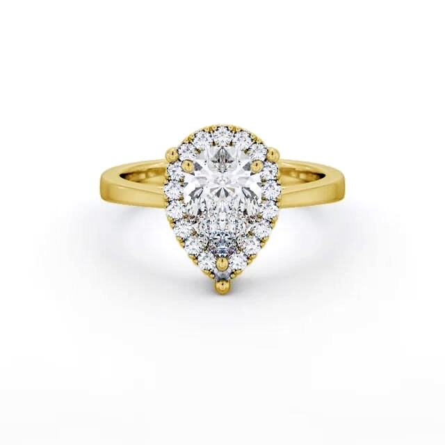 Halo Pear Diamond Engagement Ring 18K Yellow Gold - Ciara ENPE28_YG_HAND