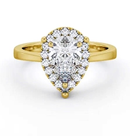 Halo Pear Diamond Cluster Engagement Ring 9K Yellow Gold ENPE28_YG_THUMB2 