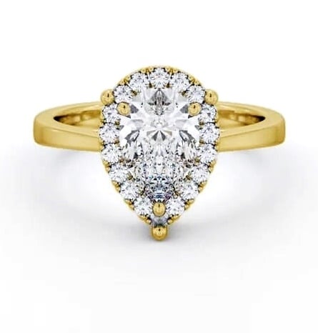 Halo Pear Diamond Cluster Engagement Ring 9K Yellow Gold ENPE28_YG_THUMB1