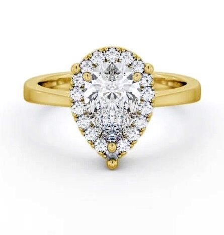 Halo Pear Diamond Cluster Engagement Ring 18K Yellow Gold ENPE28_YG_THUMB2 