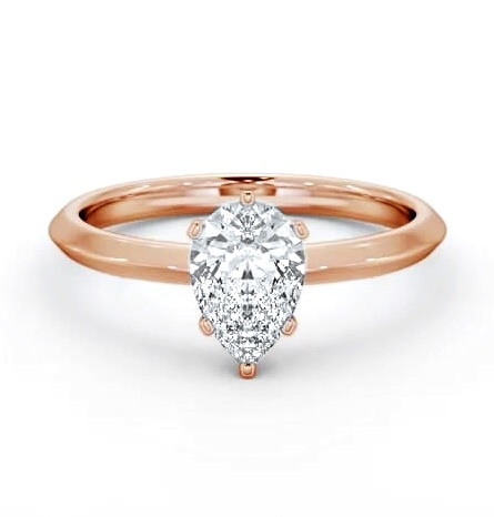 Pear Diamond Knife Edge Band Engagement Ring 9K Rose Gold Solitaire ENPE29_RG_THUMB1