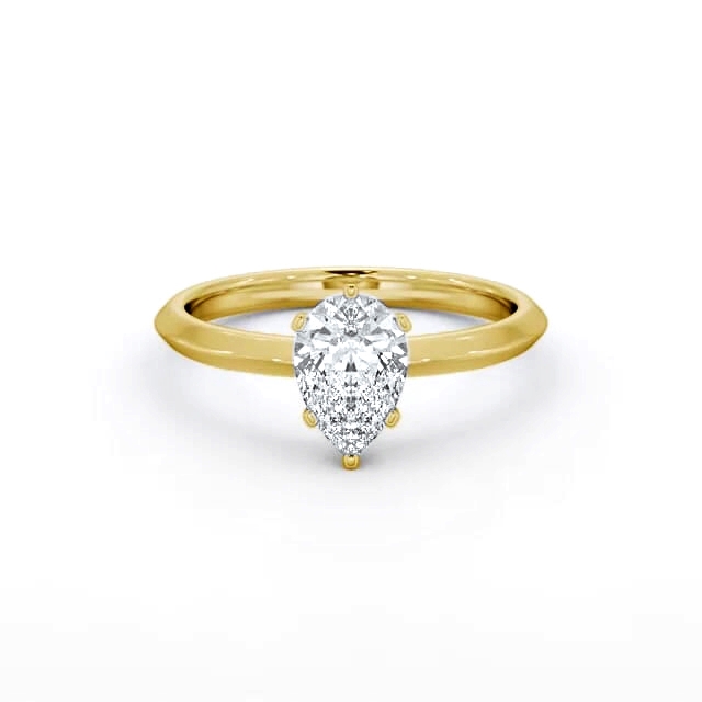 Pear Diamond Engagement Ring 18K Yellow Gold Solitaire - Saraya ENPE29_YG_HAND