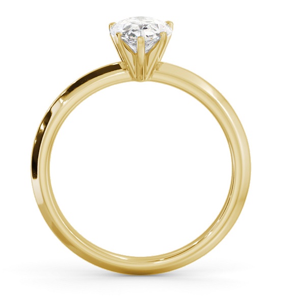 Pear Diamond Knife Edge Band Engagement Ring 18K Yellow Gold Solitaire ENPE29_YG_THUMB1 