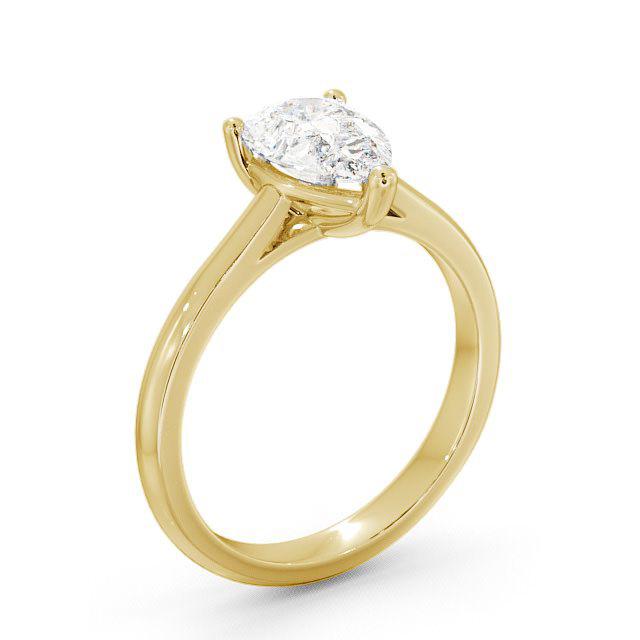 Pear Diamond Engagement Ring 9K Yellow Gold Solitaire - Maral ENPE2_YG_HAND