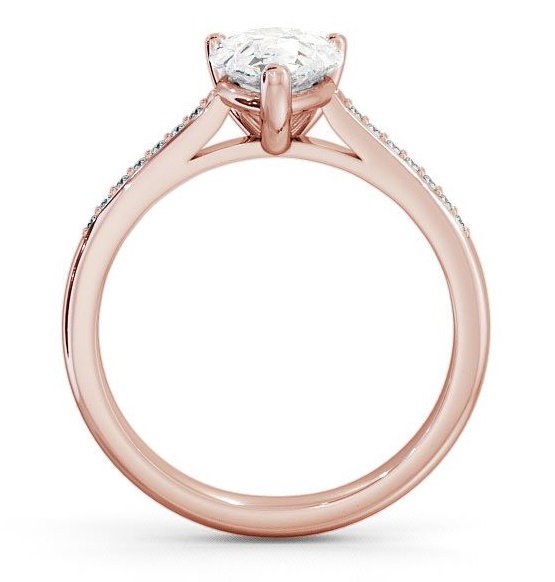 Pear Diamond Classic 3 Prong Engagement Ring 9K Rose Gold Solitaire with Channel Set Side Stones ENPE2S_RG_THUMB1