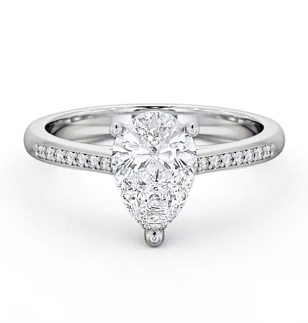 Pear Diamond Classic 3 Prong Engagement Ring 18K White Gold Solitaire ENPE2S_WG_THUMB1