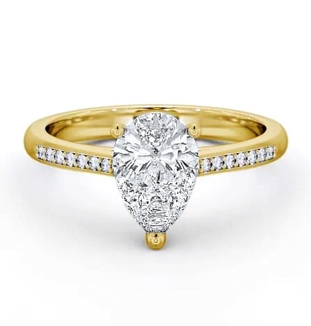 Pear Diamond Classic 3 Prong Engagement Ring 18K Yellow Gold Solitaire ENPE2S_YG_THUMB1