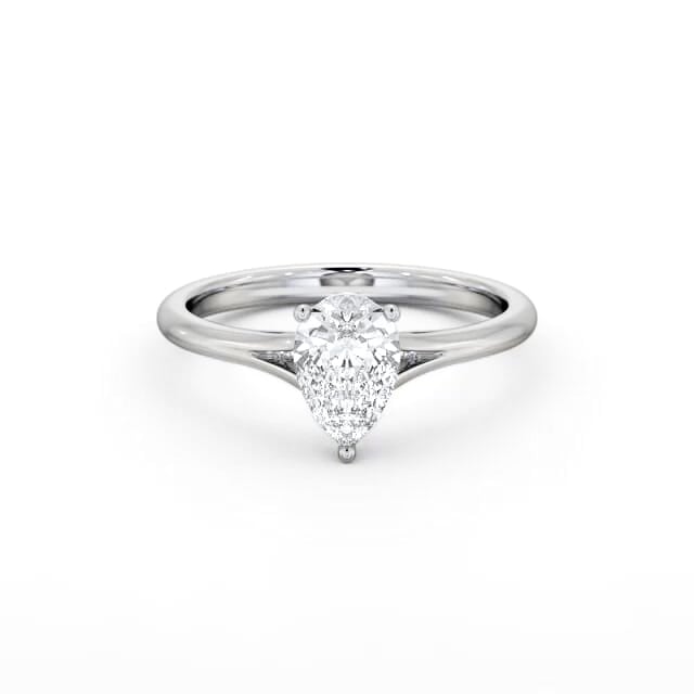 Pear Diamond Engagement Ring 18K White Gold Solitaire - Jacey ENPE30_WG_HAND