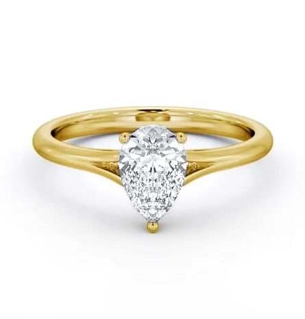 Pear Diamond Floating Head Design Ring 18K Yellow Gold Solitaire ENPE30_YG_THUMB1