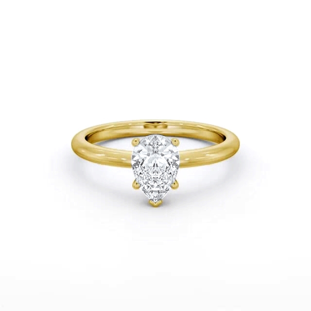 Pear Diamond Engagement Ring 18K Yellow Gold Solitaire - Hayden ENPE31_YG_HAND