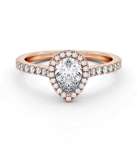 Halo Pear Diamond Classic Engagement Ring 9K Rose Gold ENPE32_RG_THUMB1