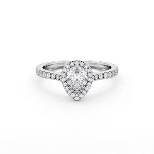 Halo Pear Diamond Engagement Ring 18K White Gold - Lariah ENPE32_WG_HAND
